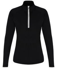 Women's TriDri® Long Sleeve Performance ¼ Zip - Black/White