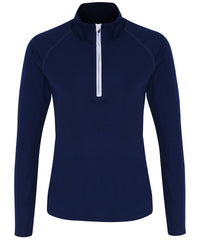 Women's TriDri® Long Sleeve Performance ¼ Zip - Navy/White