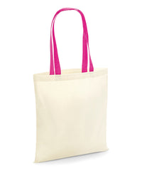 Westford Mill Bag for Life - Contrast Handles - Natural/Fuchsia