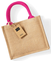 Westford Mill Jute Mini Gift Bag - Natural/Fuchsia