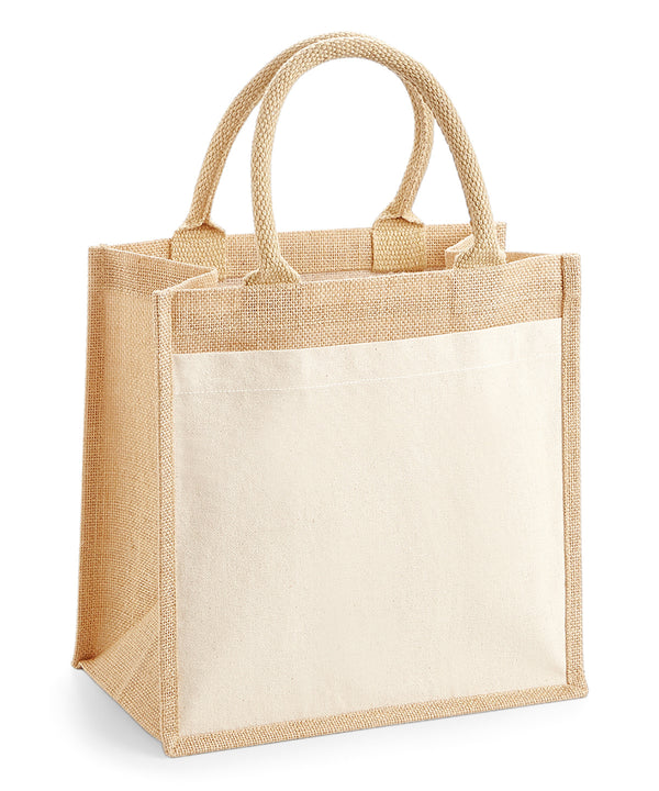 Westford Mill Cotton Pocket Jute Midi Tote - Natural