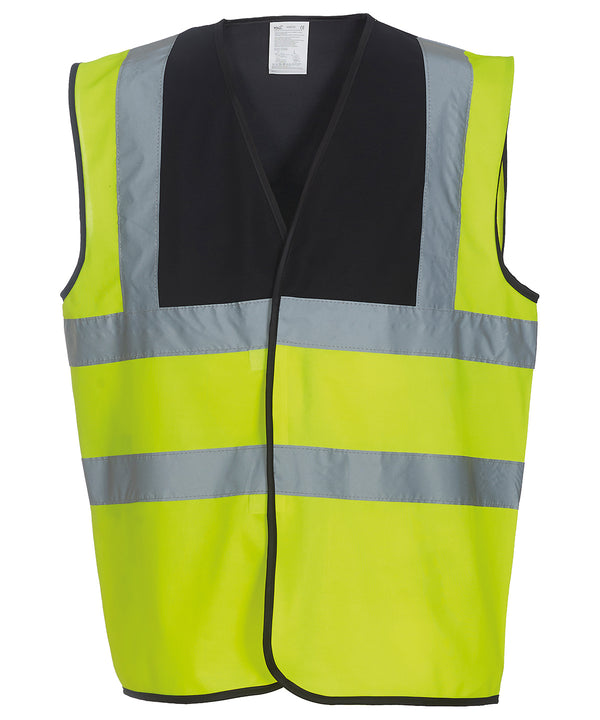 Yoko Hi-vis 2-band-and-braces Waistcoat - Black Yoke/Yellow