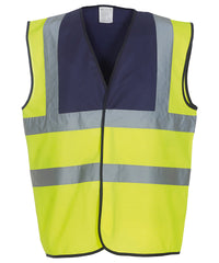 Yoko Hi-vis 2-band-and-braces Waistcoat - Navy Yoke/Yellow