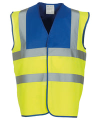Yoko Hi-vis 2-band-and-braces Waistcoat - Royal Yoke/Yellow