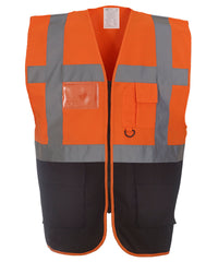 Yoko Multifunctional Executive Hi-vis Waistcoat - Orange/Black