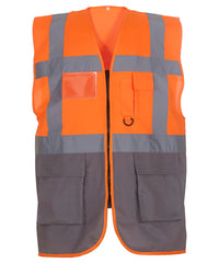 Yoko Multifunctional Executive Hi-vis Waistcoat - Orange/Grey
