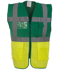 Yoko Multifunctional Executive Hi-vis Waistcoat - Paramedic Green/Yellow