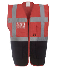 Yoko Multifunctional Executive Hi-vis Waistcoat - Red/Black