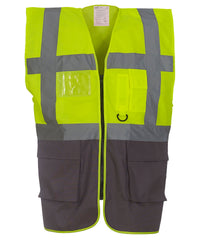 Yoko Multifunctional Executive Hi-vis Waistcoat - Yellow/Grey