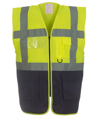 Yoko Multifunctional Executive Hi-vis Waistcoat - Yellow/Navy