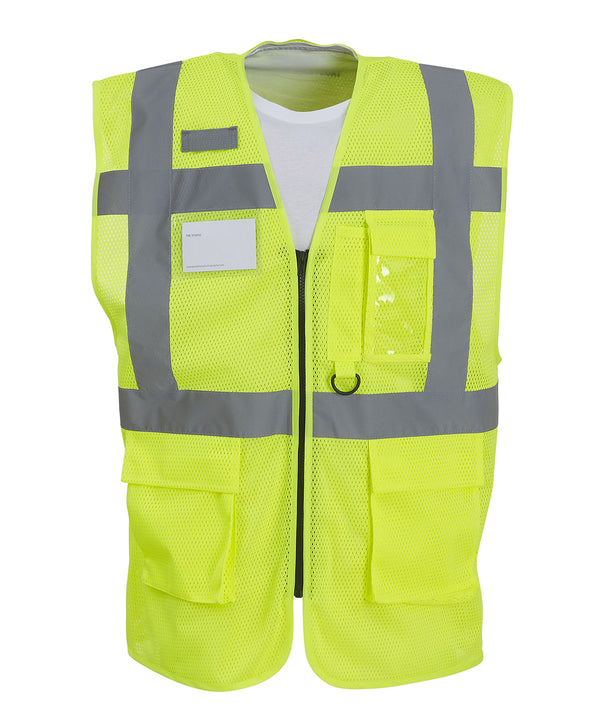 Yoko Hi-vis Top Cool Open-mesh Executive Waistcoat - Yellow