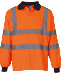 Yoko Hi-vis Long Sleeve Polo - Orange
