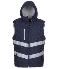 Yoko Hi-vis Kensington Hooded Gilet - Navy