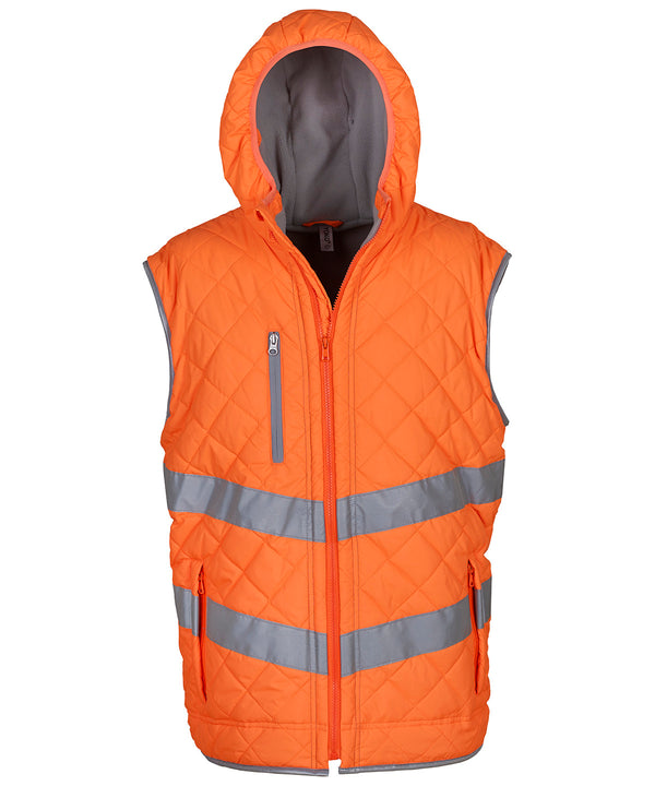 Yoko Hi-vis Kensington Hooded Gilet - Orange