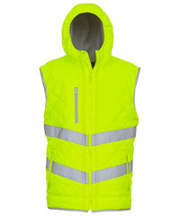 Yoko Hi-vis Kensington Hooded Gilet - Yellow