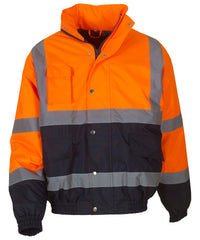 Yoko Hi-vis Two-tone Bomber Jacket - Orange/Navy