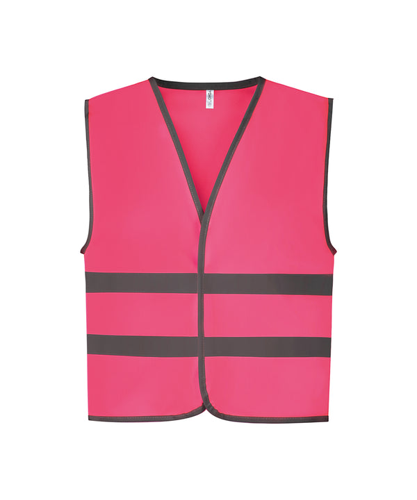 Yoko Hi-vis Reflective Border Kids Waistcoat - Fluo Pink