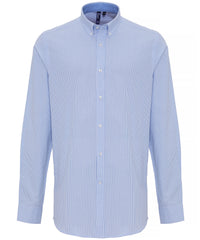 Premier Cotton-rich Oxford Stripes Shirt - White/Light Blue
