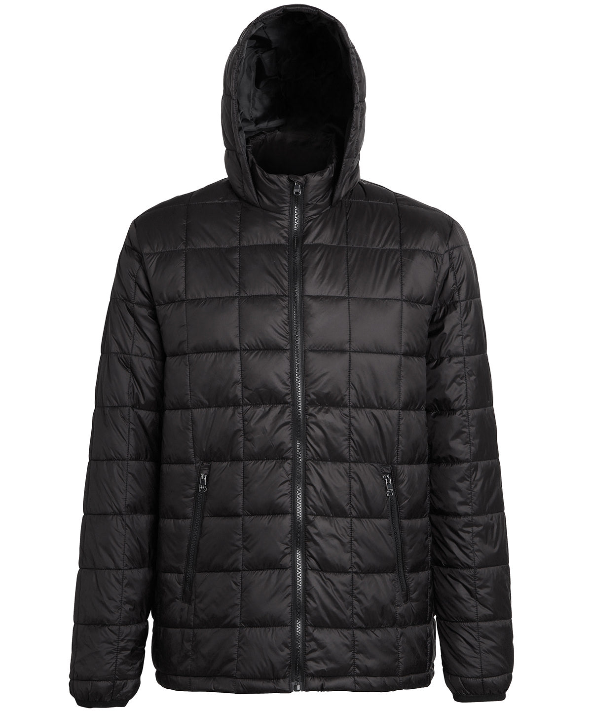 2786 Box Quilt Hooded Jacket - Black