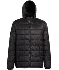 2786 Box Quilt Hooded Jacket - Black