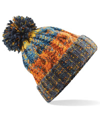 Beechfield Corkscrew Pom Pom Beanie - Retro Blue