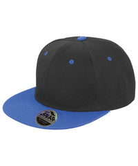 Resultheadwear Bronx Original Flat Peak Snapback Dual Colour Cap - Black/Azure