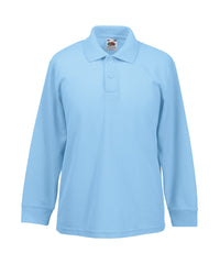 Fruit of the Loom Kids Long Sleeve 65/35 Polo - Sky