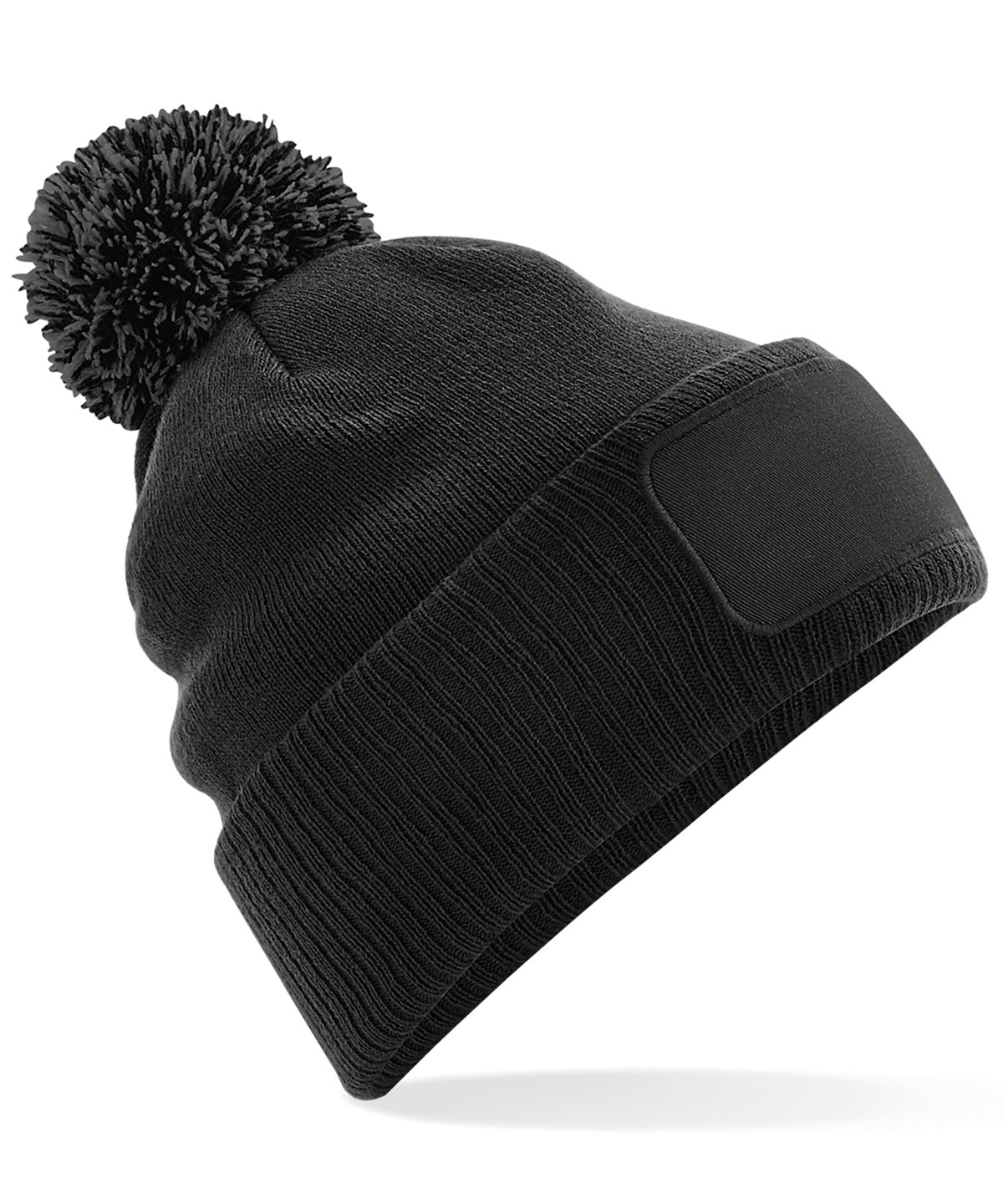 Beechfield Snowstar® Patch Beanie - Black/Graphite Grey