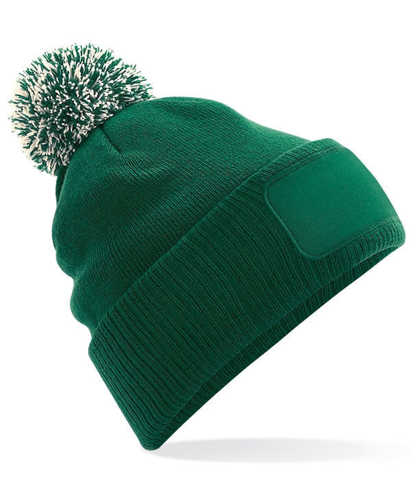Beechfield Snowstar® Patch Beanie - Bottle Green/Off White