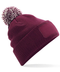 Beechfield Snowstar® Patch Beanie - Burgundy/Off White