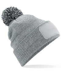 Beechfield Snowstar® Patch Beanie - Heather Grey/Black