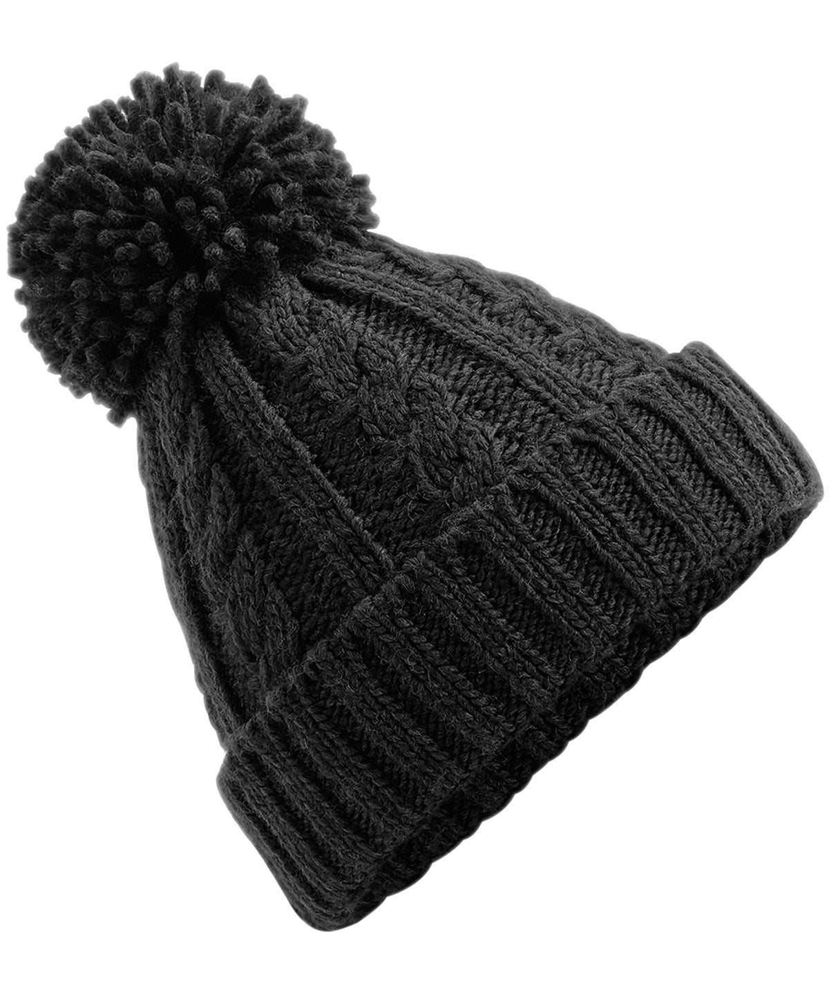 Beechfield Cable Knit Melange Beanie - Black
