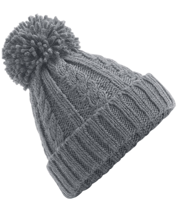 Beechfield Cable Knit Melange Beanie - Light Grey