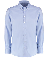Kustom Kit Stretch Oxford Shirt Long-sleeved (slim Fit) - Light Blue
