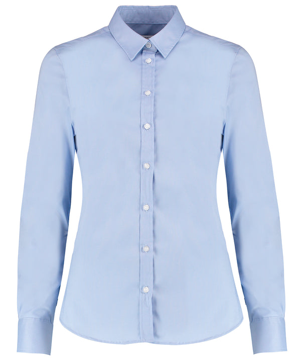 Kustom Kit Women's Stretch Oxford Shirt Long-sleeved (tailored Fit) - Light Blue