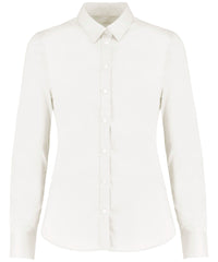 Kustom Kit Women's Stretch Oxford Shirt Long-sleeved (tailored Fit) - White