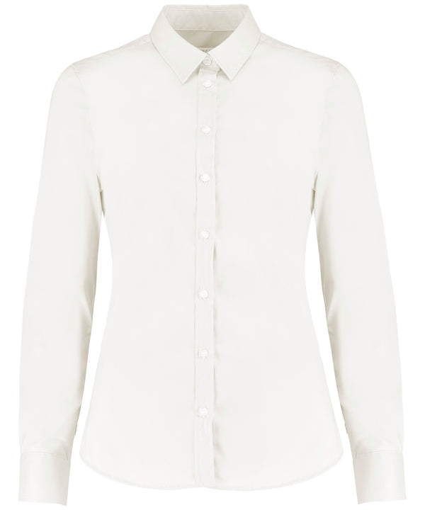 Kustom Kit Women's Stretch Oxford Shirt Long-sleeved (tailored Fit) - White