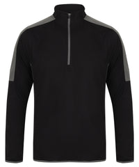 Finden & Hales ¼ Zip Mid-layer with Contrast Panelling - Black/Gunmetal Grey