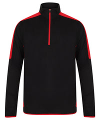 Finden & Hales ¼ Zip Mid-layer with Contrast Panelling - Black/Red