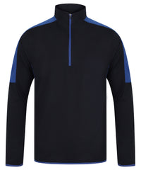 Finden & Hales ¼ Zip Mid-layer with Contrast Panelling - Navy/Royal