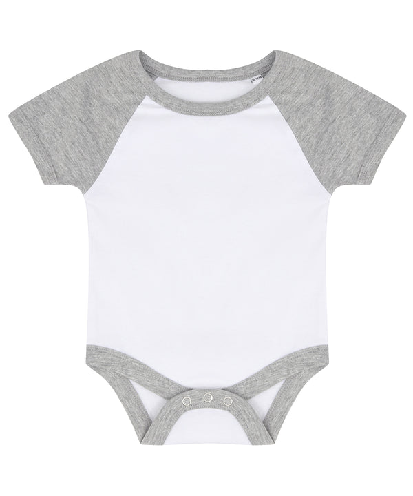 Larkwood Essential Short-sleeved Baseball Bodysuit - White/Heather Grey