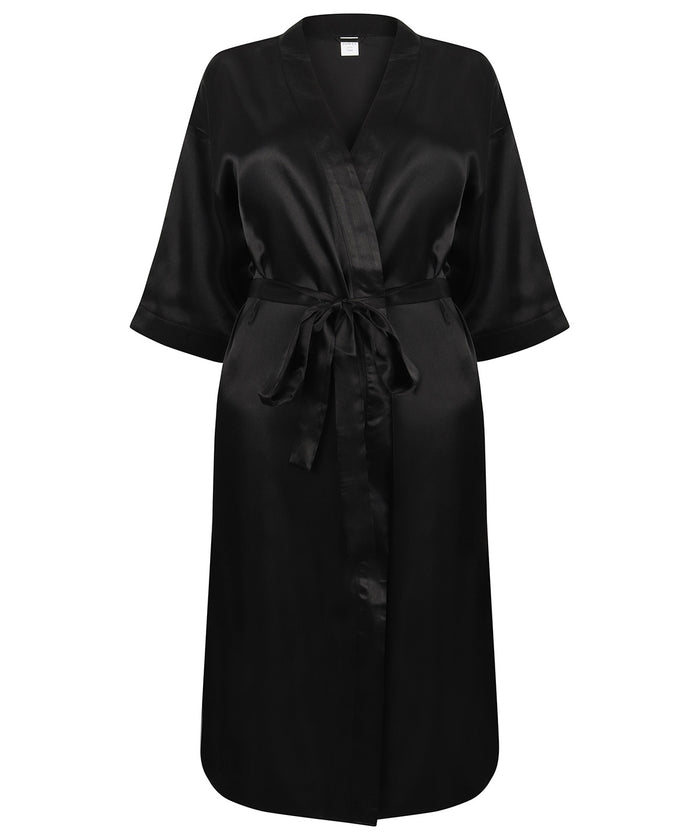 Towel City Women's Satin Robe - Black