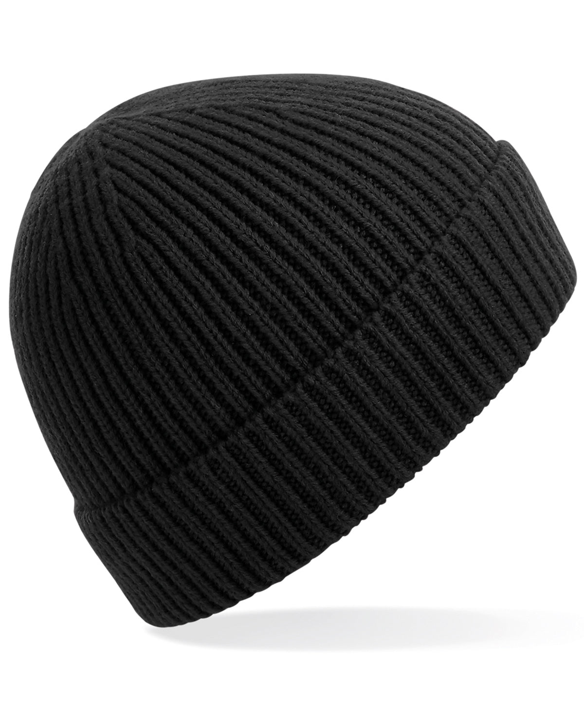 Beechfield Engineered Knit Ribbed Beanie - Black
