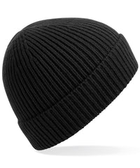 Beechfield Engineered Knit Ribbed Beanie - Black
