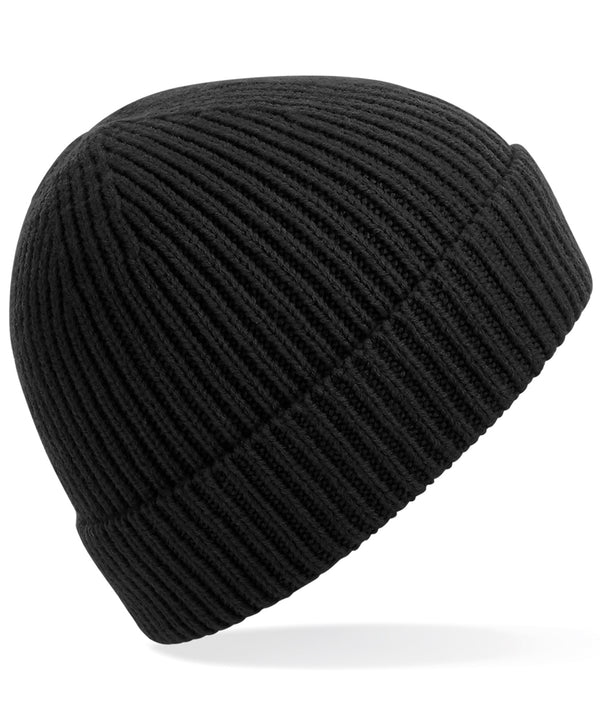 Beechfield Engineered Knit Ribbed Beanie - Black