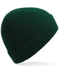 Beechfield Engineered Knit Ribbed Beanie - Bottle Green