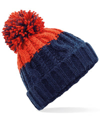 Beechfield Apres Beanie - Oxford Navy/Fire Red