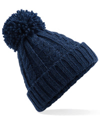 Beechfield Cable Knit Melange Beanie - Navy