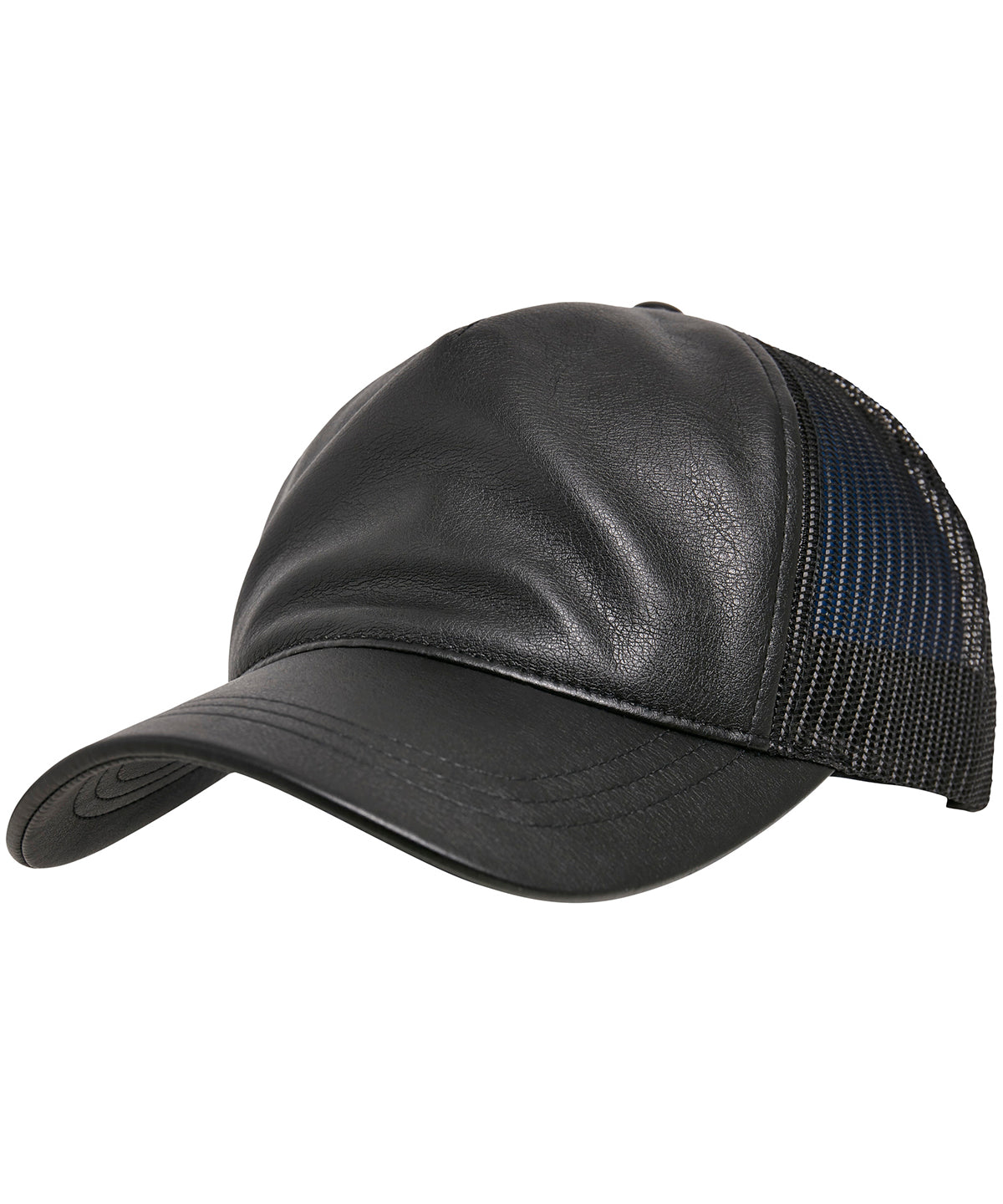 Flexfit Leather Trucker - Black/Black