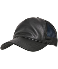 Flexfit Leather Trucker - Black/Black